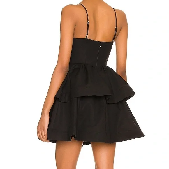 NBD Black Tiered Peplum Mini Dress with Spaghetti Straps party dress - Picture 2 of 6